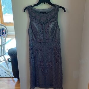Sue Wong Elegant Gray Lace Dress